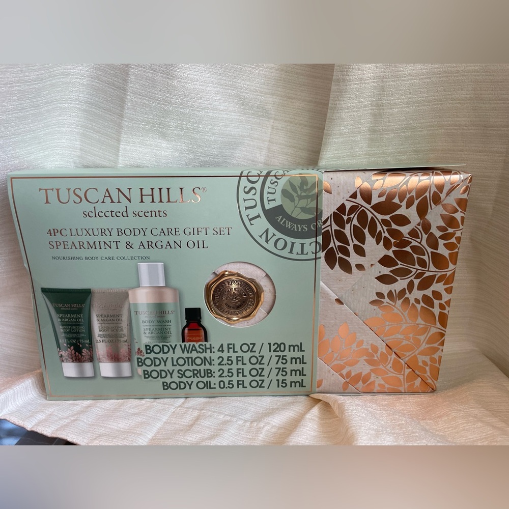Tuscan Hills 4 Pc Spearmint & Argan Oil Body Care Gift Set Spa Luxury - Picture 6 of 9
